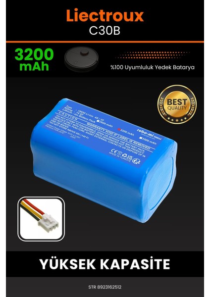 Robo- Mi Liectroux C30B 3200MAH Robot Süpürge Bataryası - Koruma Katmanlı Batarya Teknolojisi