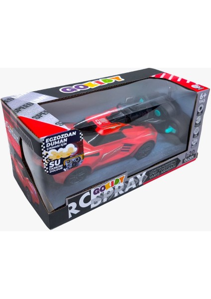 Gokidy Rc Spray Uzaktan Kumandalı Şarjlı Duman Atan Oyuncak Araba 18 cm Kırmızı LED Işıklı