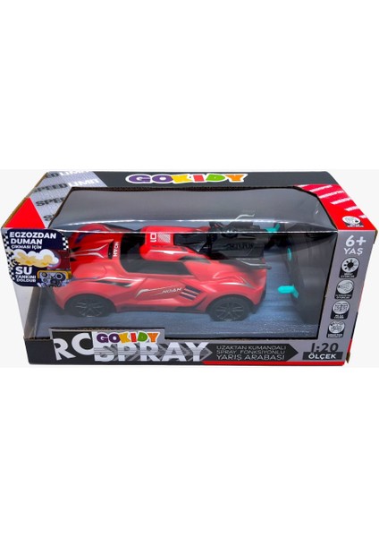 Gokidy Rc Spray Uzaktan Kumandalı Şarjlı Duman Atan Oyuncak Araba 18 cm Kırmızı LED Işıklı
