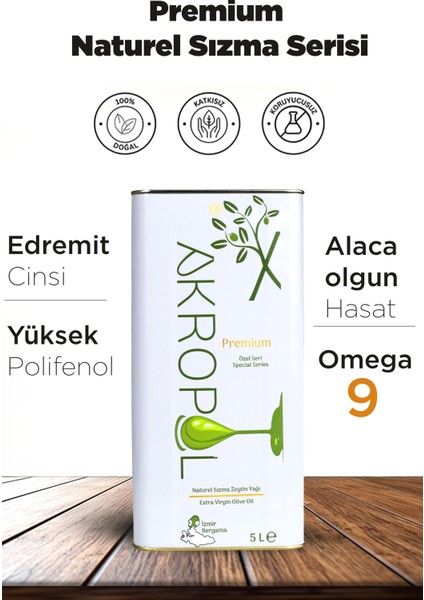 Natürel Sızma Zeytinyağı-Soğuk Sıkım Zeytinyağı-Alaca Hasat-Düşük Asit- Yüksek Polifenollü-10 Litre Teneke