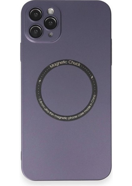 Newface iPhone 11 Pro Max Kılıf Jack Magneticsafe Lens Silikon - Mor