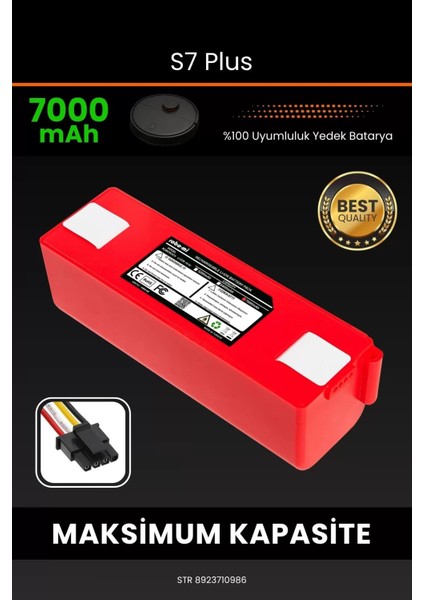 S7 Plus 7000MAH Robot Süpürge Bataryası - Yüksek Yoğunluklu Li-Ion Hücre