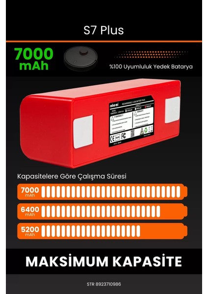 S7 Plus 7000MAH Robot Süpürge Bataryası - Yüksek Yoğunluklu Li-Ion Hücre fırsatları