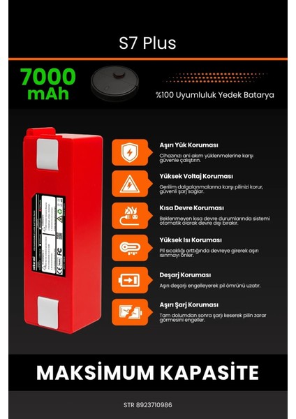 S7 Plus 7000MAH Robot Süpürge Bataryası - Yüksek Yoğunluklu Li-Ion Hücre indirimleri