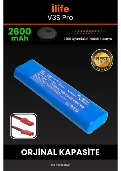 Ilife V3S Pro 2600MAH Robot Süpürge Bataryası - Sertifikalı Güvenlik, Gerçek Kapasite