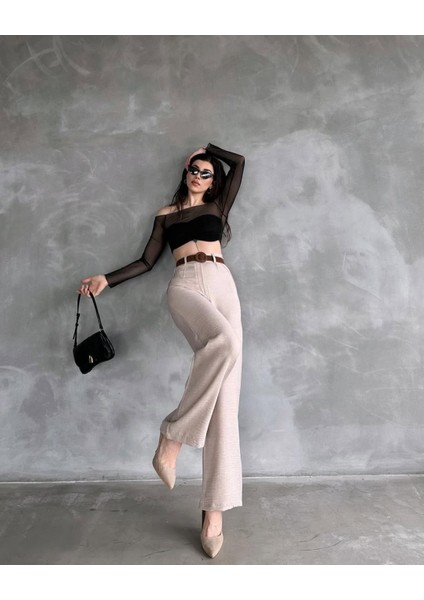 Beli Kemerli Keten Pantolon %100 Pamuk