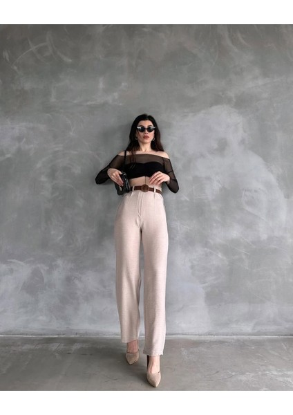 Beli Kemerli Keten Pantolon %100 Pamuk