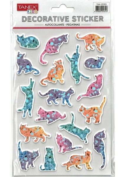 Tanex Kıds TNX-25355 Dekoratif Etiketler - Puffy Kedi Serisi Stıcker - Tekli