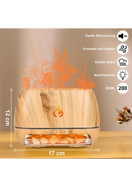 Aroma Difüzörü, 200ML Nemlendirici Koku Lambası, Otomatik Kapanma, Himalaya Tuzlu, 7 Renk LED indirimleri
