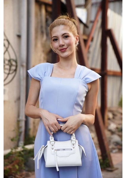 U Yaka Prenses Elbise Mavi S255101 modelleri