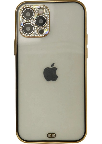 Newface iPhone 12 Pro Max Kılıf Liva Taşlı Silikon - Siyah