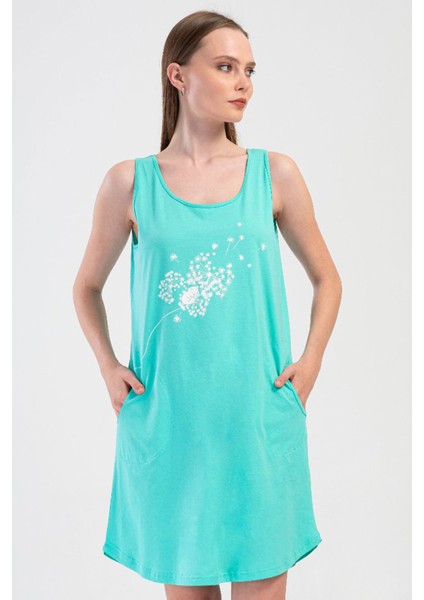 Pamuklu Kadın Genıs Askılı Gecelik , 407061