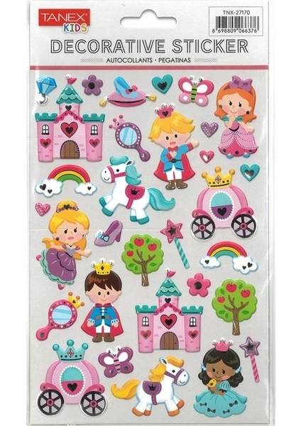 Tanex Kıds TNX-27170 Dekoratif Etiketler - Puffy Mini Krallık Serisi Stıcker - Tekli