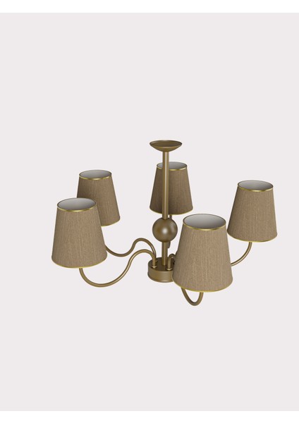 Deluna 5li Eskitme Modern Konik Abajur Şapkalı Metal Avize modelleri