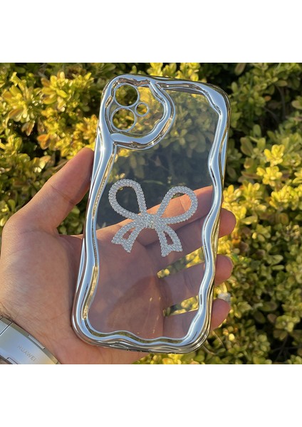 Samsung Galaxy A05 Kılıf Gümüş Taşlı Darbe Önleyici Silikon Kapak