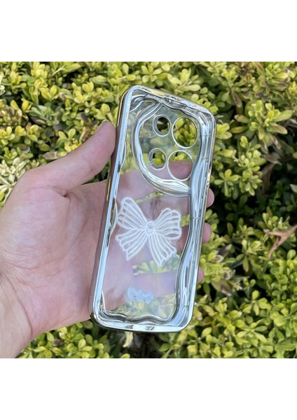 Xiaomi Redmi Note 13 4g Kılıf Gümüş Taşlı Darbe Önleyici Silikon Kapak