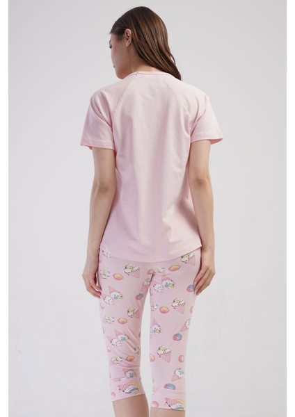 Pamuklu Kadın Kısa Kol Kaprili Pijama Takım , 408347 fırsatları