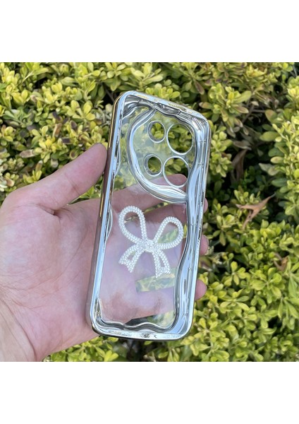 Xiaomi Redmi Note 13 4g Kılıf Gümüş Taşlı Darbe Önleyici Silikon Kapak