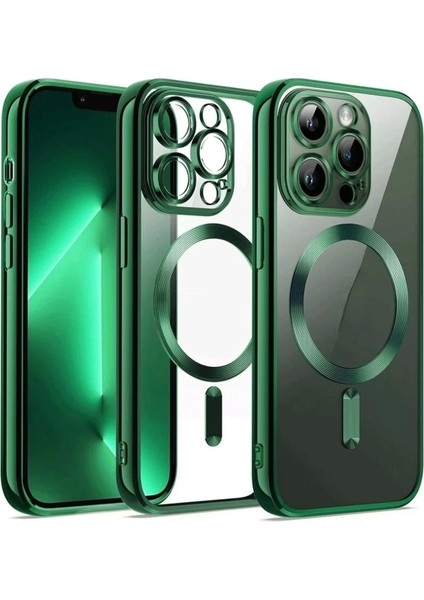Newface iPhone 12 Pro Kılıf Kross Magneticsafe Kapak - Koyu Yeşil