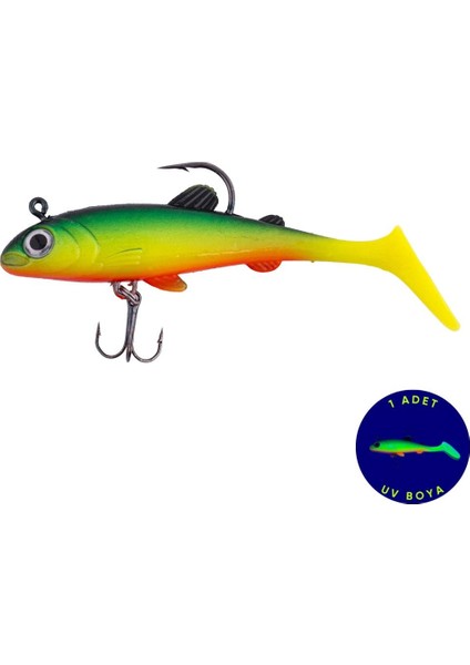 Silikon Sahte Balık - 15G 100MM - Üçlü Iğneli - Fishack - Uv Boyalı - Liechen