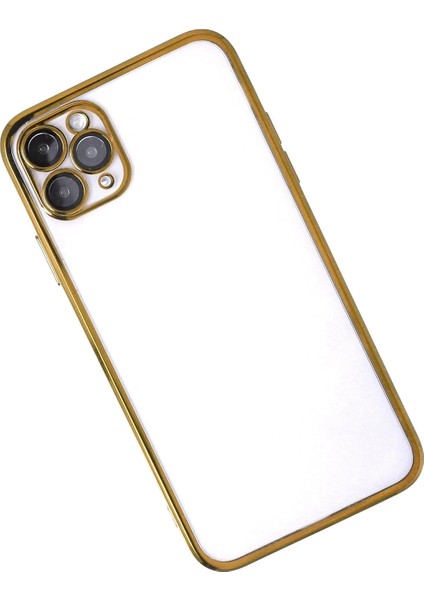 Newface iPhone 11 Pro Max Kılıf Razer Lensli Silikon - Gold modelleri