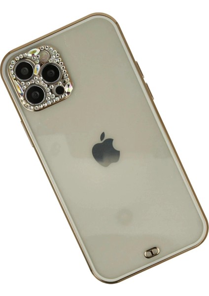 Newface iPhone 12 Pro Max Kılıf Liva Taşlı Silikon - Beyaz modelleri