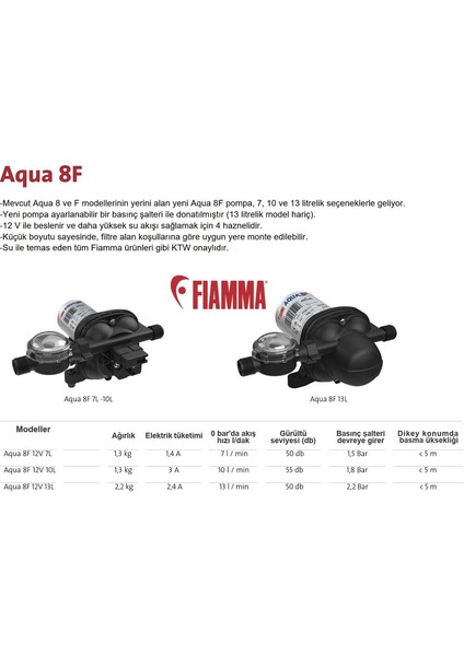 Aqua 8f 12v-Hidrofor 13 Litre-Karavan/Tekne fiyatları