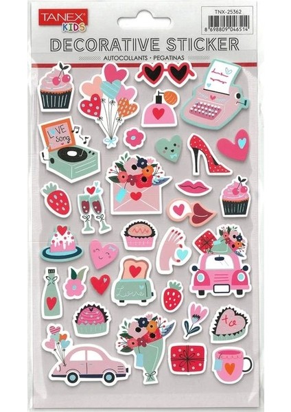 Tanex Kıds TNX-25362 Dekoratif Etiketler - Puffy Parti Serisi Stıcker - Tekli