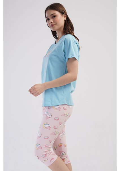 Pamuklu Kadın Kısa Kol Kaprili Pijama Takım , 408347 fiyatları
