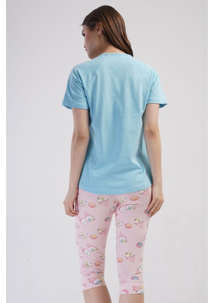 Pamuklu Kadın Kısa Kol Kaprili Pijama Takım , 408347 fırsatları