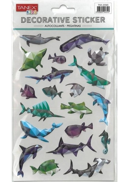 Tanex Kıds TNX-25365 Dekoratif Etiketler - Puffy Deniz Canlıları 3-D Serisi Stıcker - Tekli