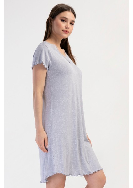 Kadın Vıscon Büyük Beden V Yaka Dantelli Kısa Kol Gecelik , 409302 modelleri