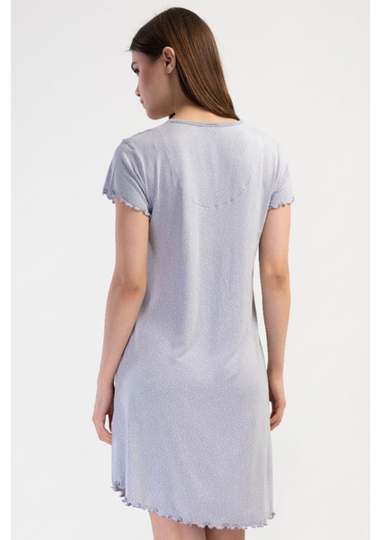 Kadın Vıscon Büyük Beden V Yaka Dantelli Kısa Kol Gecelik , 409302 fırsatları