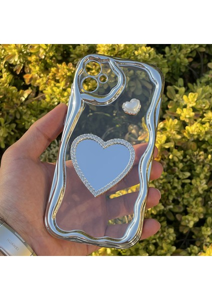 Samsung Galaxy A05 Kılıf Gümüş Taşlı Darbe Önleyici Silikon Kapak