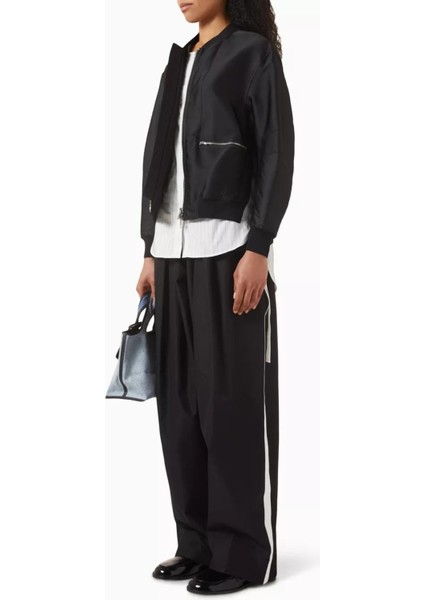Siyah Saten Katmanlı Bomber Ceket Şehirli Stil Için Lüks Rahatlık fiyatları