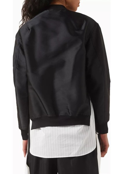 Siyah Saten Katmanlı Bomber Ceket Şehirli Stil Için Lüks Rahatlık modelleri