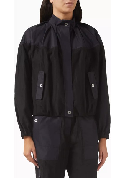 Blouson Ceket Siyah, Raglan Kollu, Tencel Poplin ve Şehirli Stil