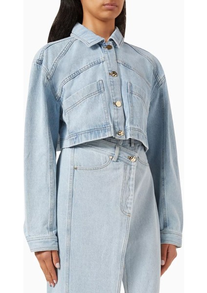 Amesbury Kısa Denim Ceket, Açık Mavi