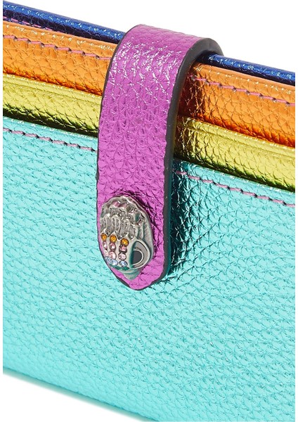 Leather Soft Wallet, Gökkuşağı Desenli Deri Cüzdan