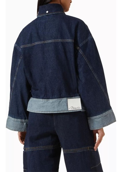 Kemerli Boxy Denim Ceket Lacivert, Peplum Detaylı, Oversize Kesim modelleri