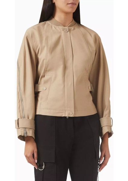 Cocoon Bomber Ceket Bej, Fermuarlı, Utility Detaylı ve Şık Kesim