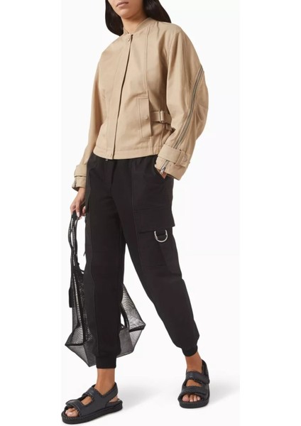 Cocoon Bomber Ceket Bej, Fermuarlı, Utility Detaylı ve Şık Kesim
