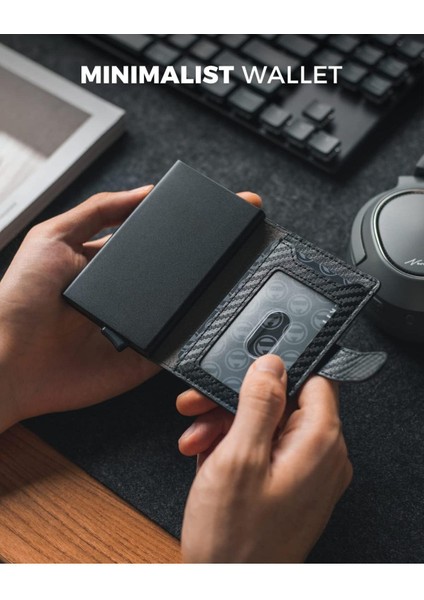 Pop-Up Deri Kartlık, Rfıd Korumalı, Metal Gövdeli, Minimalist Erkek Cüzdan