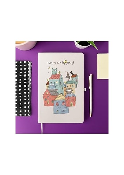 Happy Birdday Not Defteri 13 cm x 21 cm Ölçülerinde, 100 Yaprak Çizgili Defter