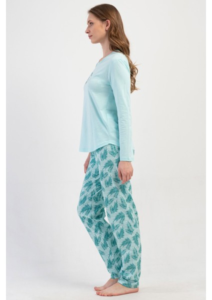 Pamuklu Kadın Uzun Kol Pijama Takım , 410019 modelleri