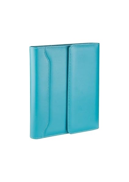 2k 5229 Ajanda Tarihsiz Kareli 17X24 cm Ajanda/defter Hesap Makineli Suni Deri Organizer, Turkuaz