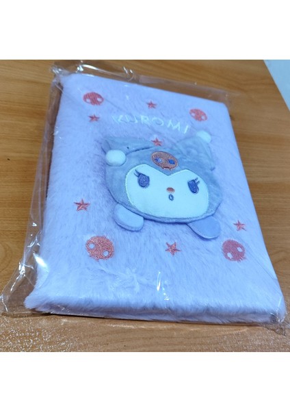 A5 Boyutunda Kuromi Figürlü Peluş Çizgili Çok Amaçlı Defter AD59350