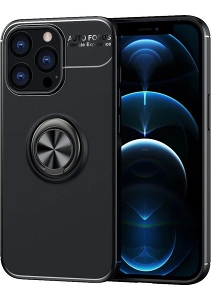 Newface iPhone 13 Pro Max Kılıf Range Yüzüklü Silikon - Siyah