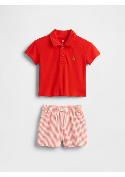 Bebek Kırmızı Baby Polo Outfit Set
