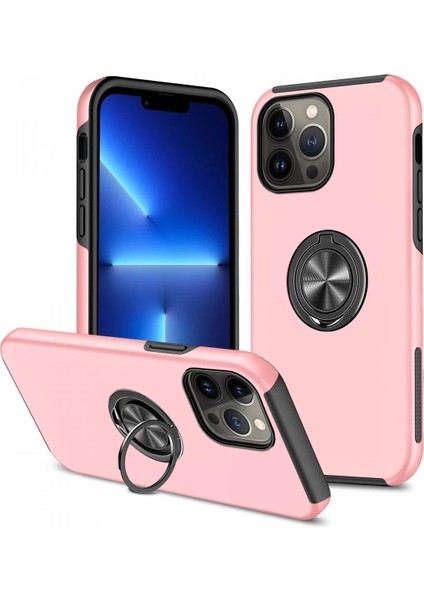 Newface iPhone 13 Pro Kılıf Elit Yüzüklü Kapak - Pembe
